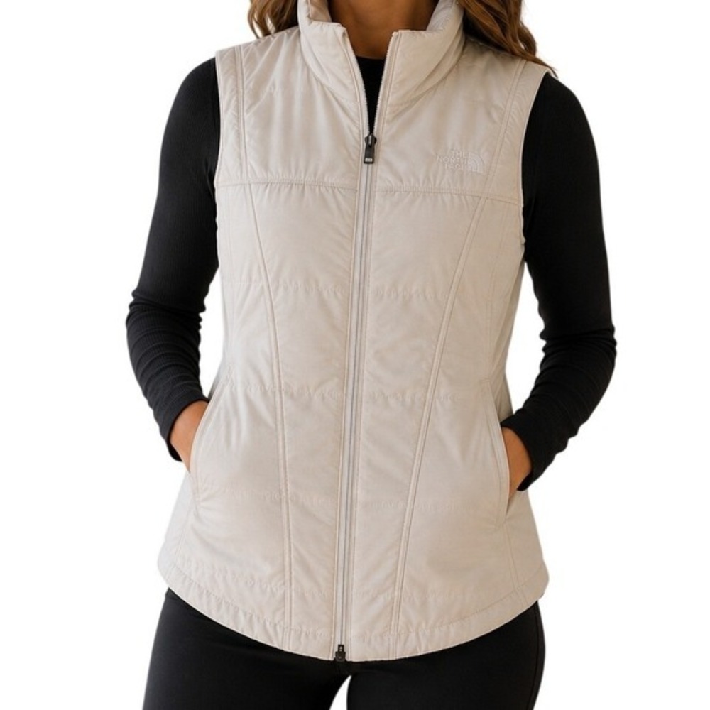 The North Face Beige Quilted Full Zip Puffer Vest Women's Small
